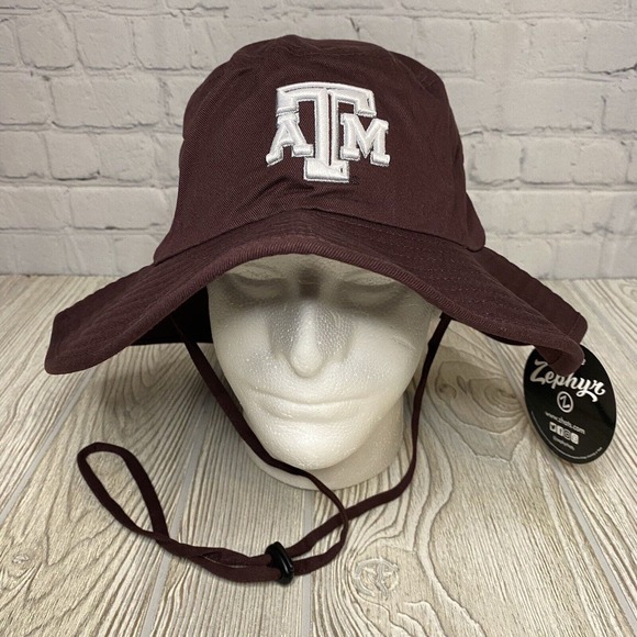 Zephyr Texas A&M Aggies Logo Bucket Hat L/XL Maroon Drawstring New - Picture 1 of 10